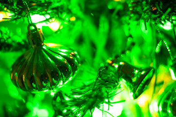 Blurred artistic Christmas background with Christmas lamps and decorations