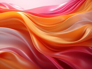 Flowing fabrics abstract orange yellow and pink swirly background generative ai