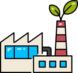 Green factory line icon