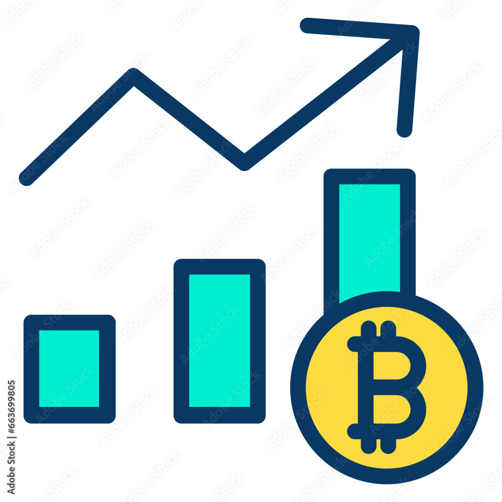 Sticker Lineal color Dollar Graph icon