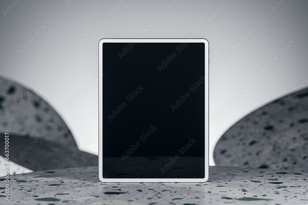 Aufkleber Empty tablet on abstract background with mock up place for your product advertisement. Presentation concept. 3D Rendering.