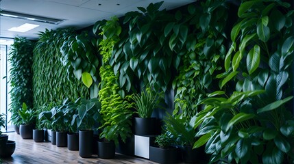 Wall of plants that provide natural air filtration