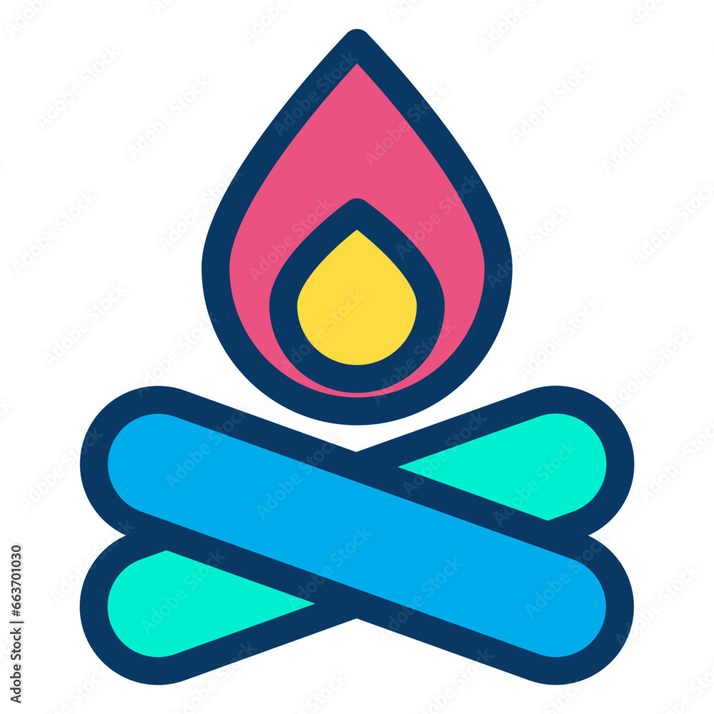 Poster lineal color campfire icon