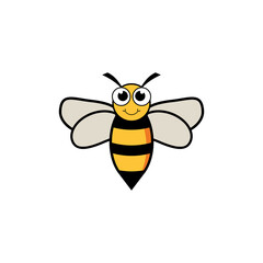 Bee cartoon smile face icon isolated on transparent background