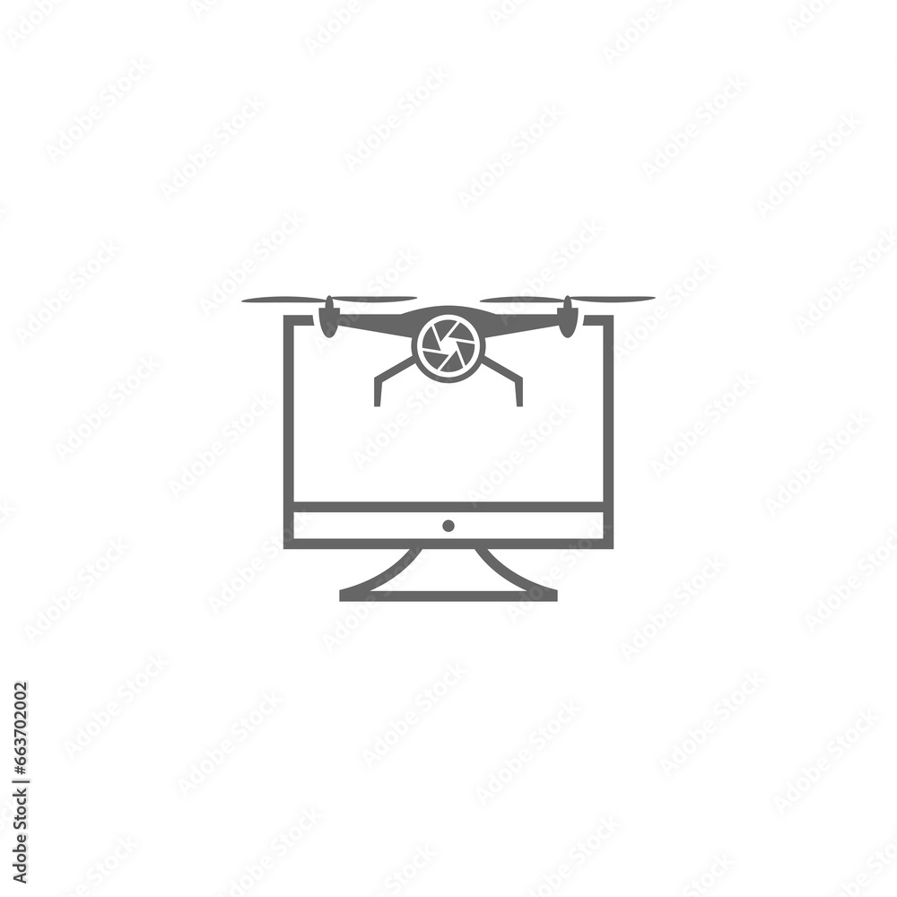 Poster drone monitor icon isolated on transparent background