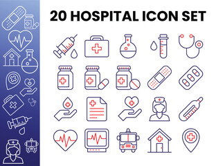 20 health outline color icon set