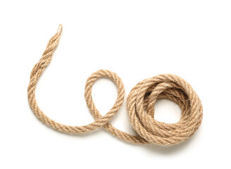 Rolled rope on white background
