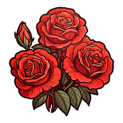 Roses bouquet illustrations for wedding invitations, Sticker decal