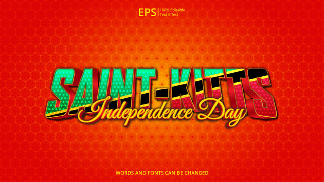 saint kitts and nevis editable text effect with saint kitts and nevis flag pattern suitable for poster design about holiday, Feast day or saint kitts and nevis independence day moment - Powered by Adobe
