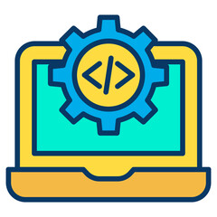 Lineal color Laptop development icon