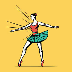 Dance on the tips of toes. Young graceful tender woman, ballerina simple icon vector