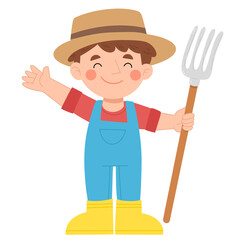 Little farmer boy cartoon illustration