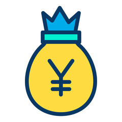 Lineal color Yen Money bag icon