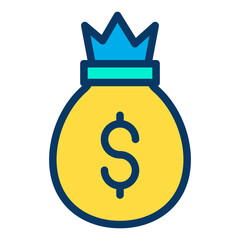 Lineal color Dollar Money bag icon