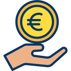 Lineal color Euro Charity, Save icon