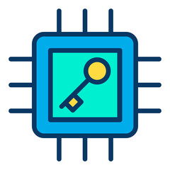 Lineal color Microchip key icon