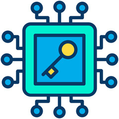 Lineal color Technology Key icon