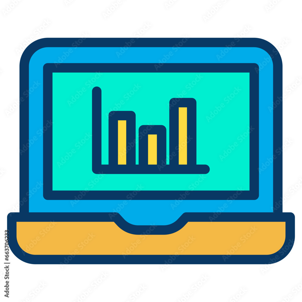 Wall mural lineal color laptop analytics icon