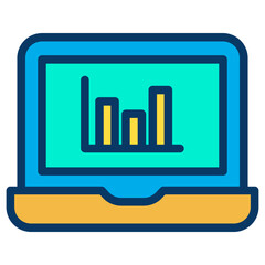 Lineal color Laptop Analytics icon