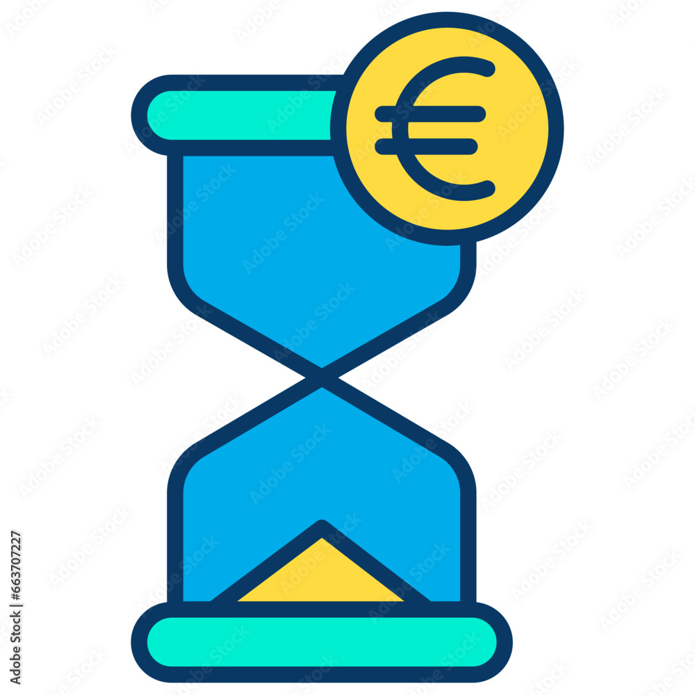 Poster lineal color euro clock icon