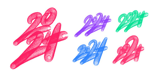 2024. Vector graffiti spray handwritten letterings.