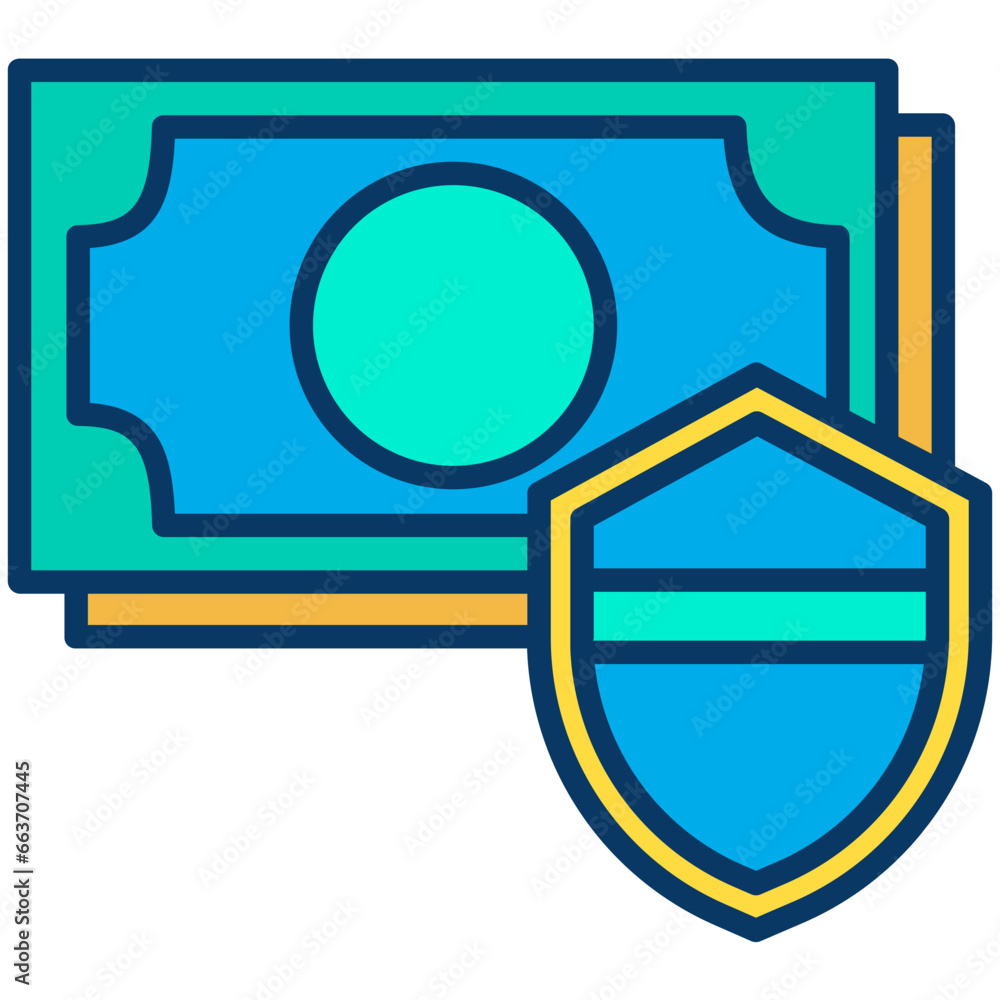 Poster lineal color money shield icon