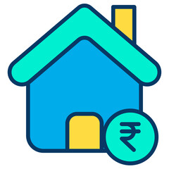 Lineal color House rent rupee icon