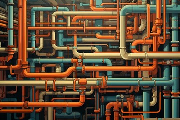 Illustration of interconnected pipes. Generative AI