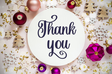 Purple And Festive Christmas Background With Text Thank You