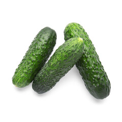 Fresh cucumbers isolated on white background