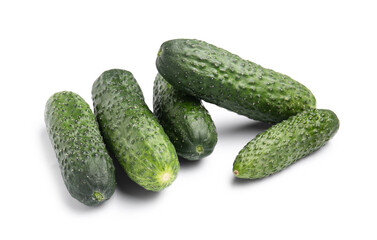 Fresh cucumbers isolated on white background