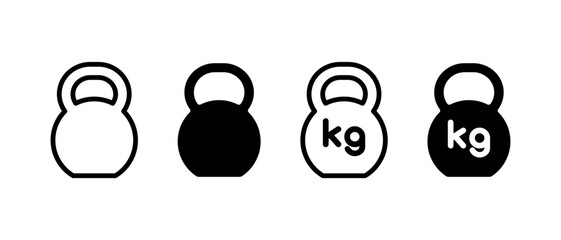 Weight icon vector set. Outline dumbbell symbol