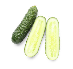 Fresh cucumbers isolated on white background