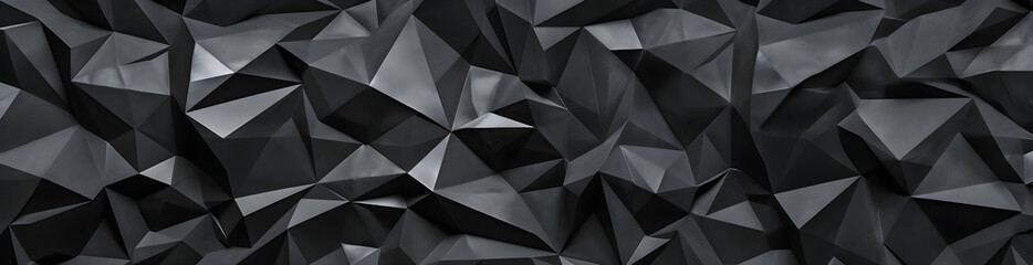Black polygonal crystal abstract background wallpaper faceted texture wide panoramic