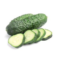 Fresh cucumbers isolated on white background