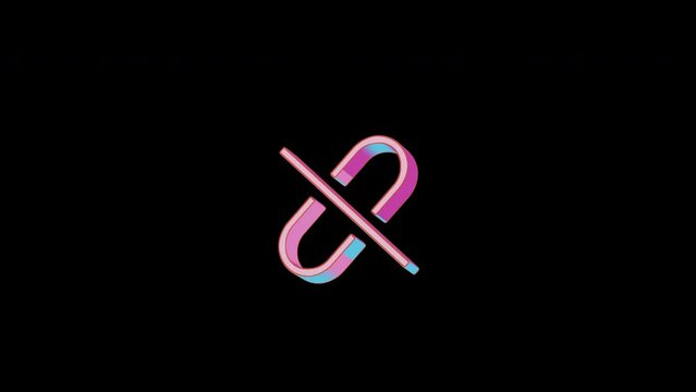 Bright unlink icon is jumping merrily. Retro style. Alpha channel black. Looped from frame 120 to 240, Alpha BW at the end
