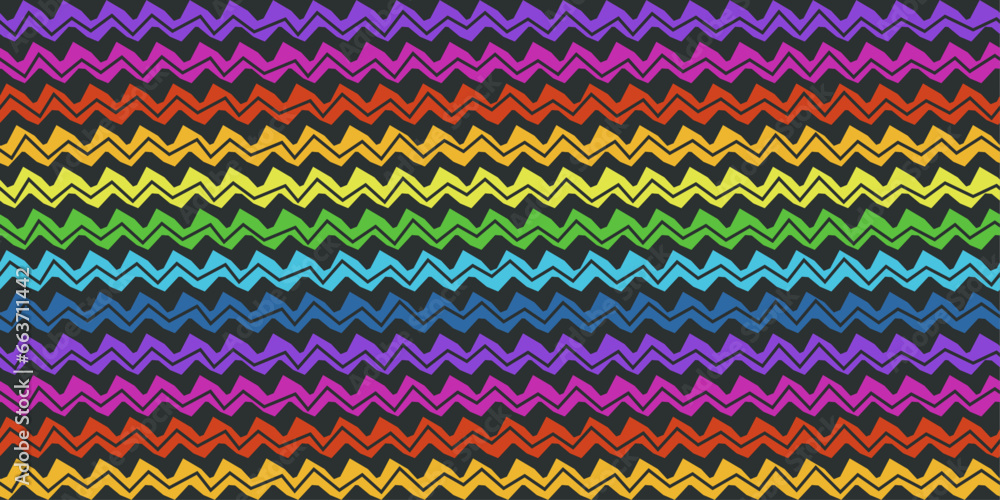 Aufkleber Rainbow zigzag pattern. For print, vector pattern for stylish design, notebooks, pillows.