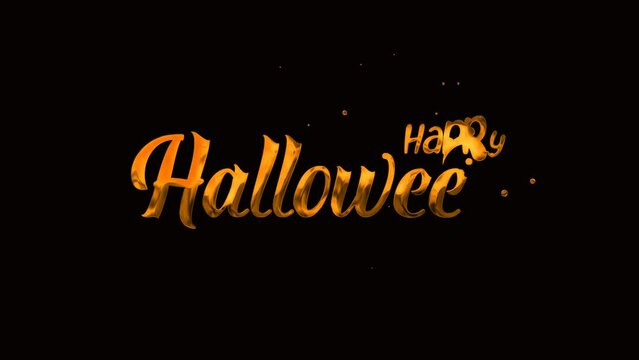 Happy Halloween text orange Animation. This Animated Handwritten Suitable for the world's halloween Celebration Opener. Alpha Channel