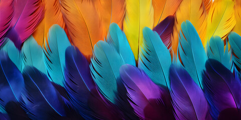 Colorful feathers background with a lot of different colors A colorful display of feathers that is from the bird of paradise Ai Generative
