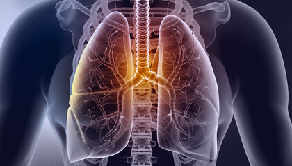 Human lungs anatomy on medical background. 3d illustration.. - obrazy, fototapety, plakaty