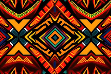 Seamless pattern with tribal geometric ornament. Abstract background. Vector illustration, ethnic fabric pattern, African tribal pattern in colorful, AI Generated