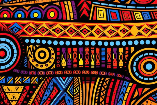 Seamless vector tribal ethnic pattern. Hand drawn african background, ethnic fabric pattern, African tribal pattern in colorful, AI Generated