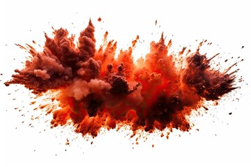Explosion of red smoke isolated on white background. 3d illustration,  Explosion border isolated on white background, AI Generated