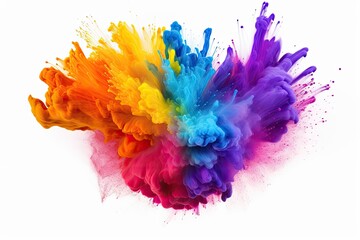 colorful ink in water isolated on white background. Abstract colored background, Explosion of colored powder on a white background. 3d rendering, AI Generated