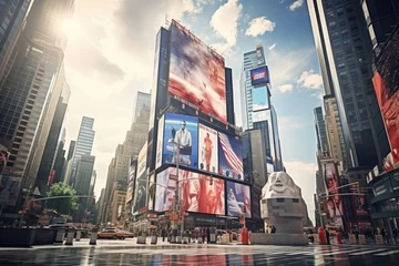 Fototapeten s Square, featured with Broadway Theaters and huge number of LED signs, is a symbol of New York City and the United States, Famous Times Square landmark in New York downtown, AI Generated © Iftikhar alam