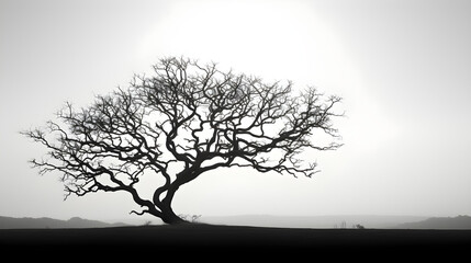 Majestic silhouette of a tree in captivating monochrome