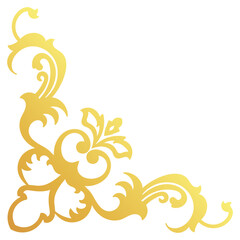 Gold vintage baroque corner ornament retro pattern antique style acanthus. Decorative design element filigree calligraphy. You can use for wedding decoration of greeting card and laser cutting.
