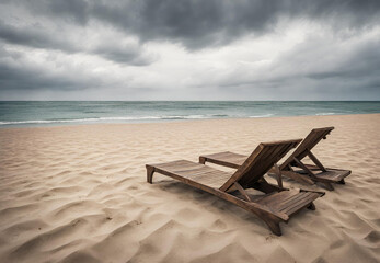 Fototapeta na wymiar beach with chairs , beach with chair