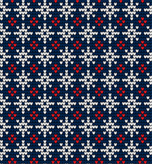 Knitted Christmas and New Year pattern Norwegian style , illustration