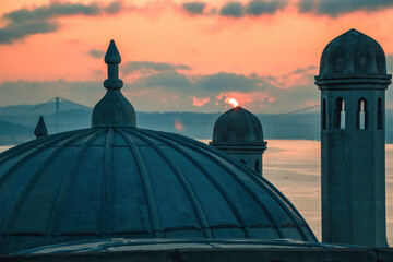 Sunset over the domes of Suleymaniye Complex